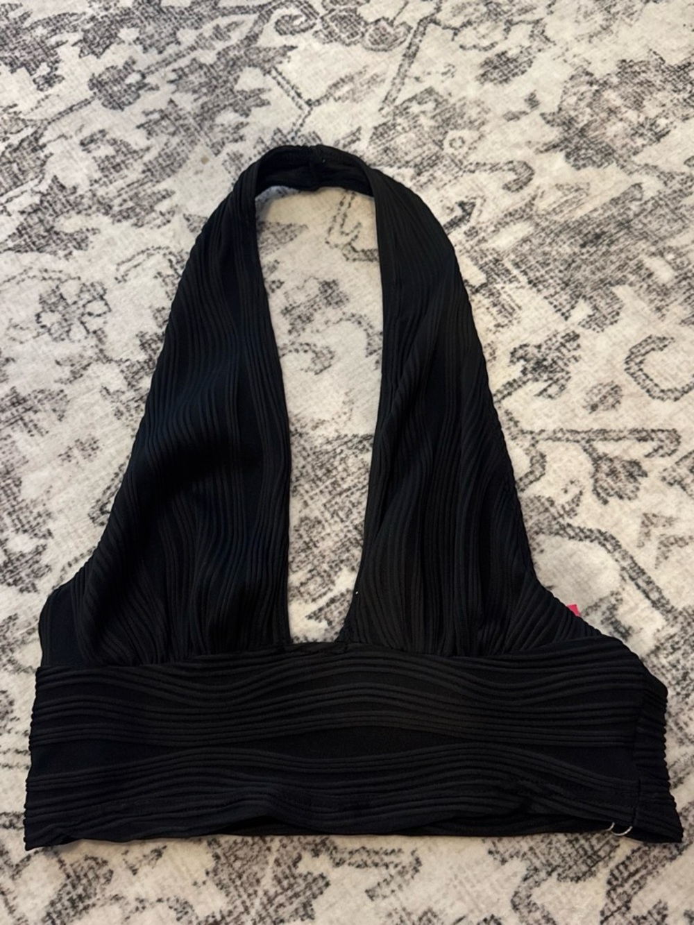 Black ribbed halter, cropped tank
